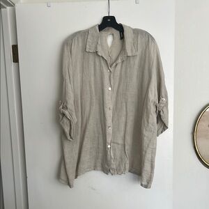 Tan Casual Button Down Shirt Lightweight Cotton